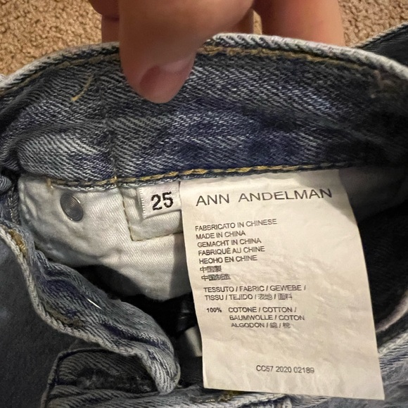 Ann Andelman asymmetrical twisted flared jeans lizard patch denim in blue - Picture 6 of 8